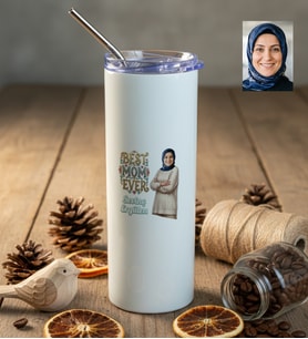 Kişiye Özel Karikatürlü Best Mom Ever Anneye Hediye Pipetli Çelik Matara Anneler Günü Hediyesi