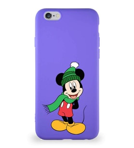 Apple iPhone 6 Soft Premier Kapak Mickey Mouse-G Tasarımlı Silikon Kılıf - Mor (Şeffaf)