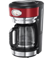 Russell Hobbs 21700-56 Retro Ribbon Filtre Kahve Makinesi Kırmızı, 10 Fincana Kadar, 1.25 L Cam Süra