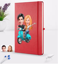 BK Gift Kişiye Özel Sevgililer Karikatürlü Karikatürlü Kırmızı Termo Deri Defter 16x24cm Model 99