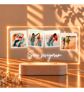 İsme Özel 4 Fotoğraflı Gece Lambası – Sevgiliye Hediye