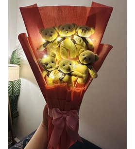 Led Işıklı Ayıcık Buketi, sevgiliye hediye, doğum günü hediyesi, yıldonümü hediyesi, arkadaş hediyesi