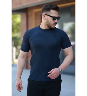 Erkek Bisiklet Yaka örgü Desenli Kısa örme Triko Kısa Kollu T-shirt