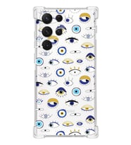 PrintiFy Samsung Galaxy S21 Ultra Uyumlu Nazar Boncuğu 2 Baskılı Şeffaf Köşe Korumalı Antişok Kılıf