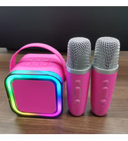 K12 Bluetooth Ses Mikrofonu Taşınabili Karaoke Mikrofonu Küçük Hoparlör Rose