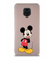 Xiaomi Redmi Note 9S Soft Premier Kapak Mickey Mouse-B Tasarımlı Silikon Kılıf - Pudra (Şeffaf)