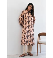Violet Uzun Tunik Pantolon Takım - Camel