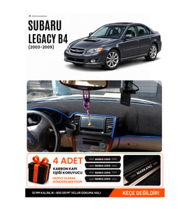 e-biz SUBARU LEGACY B4 (2003-2009) Uyumlu Torpido Örtüsü, Torpido Kılıfı - Siyah-Mavi - SU005
