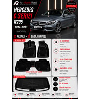 MERCEDES C SERİSİ W205 2014-2021 Araca Özel 3D Paspas + 3D Bagaj Havuzu