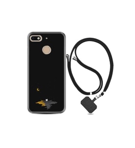 General Mobile Gm8 Go Kılıf Silikon Desen Boyun Askılı Ay Ve Kedi 1683