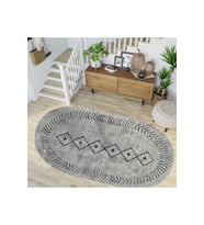 Eliana Home Baskılı, Yıkanabilir Kaymaz Taban Oval Halı TYC00515952737 100x150 cm (Gri)