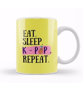 Eat Sleep Kpop Repeat Funny Quote Kupa Bardak Porselen