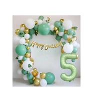 Mat Yeşil Yaş Folyo Balon Happy Birthday Kaliğrafi Yeşil Gold Beyaz Doğum Günü Parti Seti