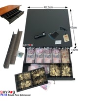Açma Butonlu ve Montaj Askılı (Takım) 5 Geniş Banknot Gözlü Büyük Para Çekmecesi 40,5x42x11cm