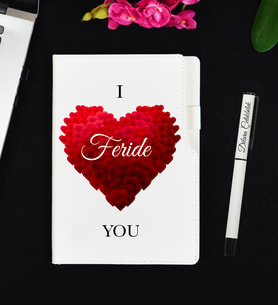 Sevgiliye Hediye Kişiye Özel Defter ve Roller Kalem Hediye Seti