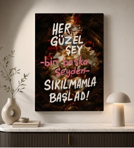 BK Gift Vintage Klasik Sanat Esprili Sözlü Dekoratif Kanvas Tablo - 33