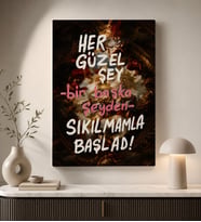 BK Gift Vintage Klasik Sanat Esprili Sözlü Dekoratif Kanvas Tablo - 33
