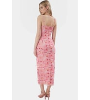 Zebra Desenli V Yaka Astarlı Maxi Elbise Bodycon Kesim Örme Tül Kumaş Trend Tasarım Rahat Kullanım
