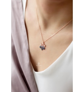 Kar Tanesi Kolye Zirkon Taşlı 925 Ayar Gümüş Zincir Kolye (Rose)