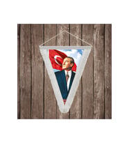 Istikbal Göklerdedir Mustafa Kemal Atatürk-Ay yıldız Poster Beyaz Saçaklı Üçgen Flama Bayrak Hatıra Flama ATA33