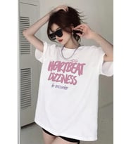 Unisex Heart Beat Baskılı Oversize Tshirt (Beyaz)