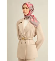 Armine Sura İpek Eşarp 9342-33 Gri Karışık Desen