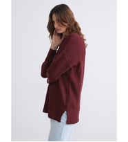 LCW Vision Bordo Bisiklet Yaka Oversize Kadın Triko Kazak