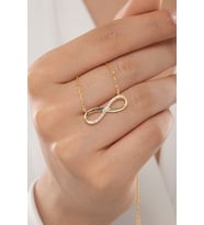 925 Ayar Gümüş Kadlın Gold Sonsuzluk Kolye