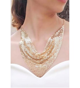 ŞAL MODEL ZIRH METAL TASARIM KOLYE GOLD
