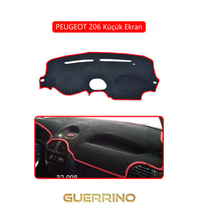 PEUGEOT 206 Küçük EkranTORPİDO KORUMA HALISI KIRMIZI KENAR