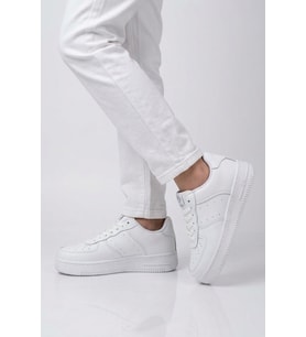 Cool Siyah Bağcıklı Kalın Tabanlı Unisex Yürüyüş ve Spor Ayakkabı Sneaker Pekin Kısa