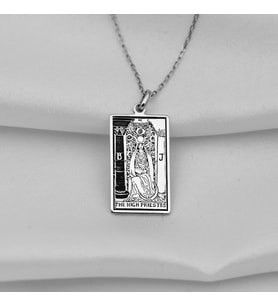 Gümüş  Tarot (The High Priestes) Yüksek Rahibe Kolye