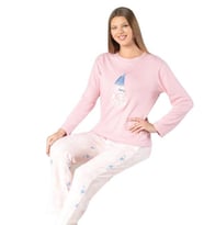 Pijahome Kadın Kışlık Termal Uzun Kollu Pijama Takımı (Pudra)