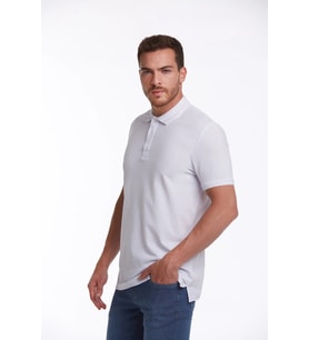 Hatemoğlu Beyaz Regular Fit %100 Pamuk Polo Yaka Tişört
