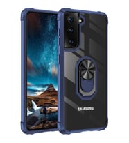 Samsung Galaxy S21 Plus Kılıf Şeffaf Sararmaz Yüzüklü Mola Kapak (Lacivert)