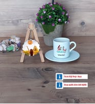 Patoloji Teknikeri Türk Kahvesi Fincanı Ahşap Altlıklı ve Fotoğraflı Ahşap Anahtarlık Hediye (Model 2)