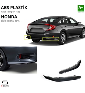 S-Dizayn Honda Civic FC5 ABS Plastik Arka Tampon Flap Parlak Siyah 2016-2021 A+Kalite (Karışık)