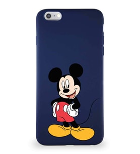 Apple iPhone 6 Plus Soft Premier Kapak Mickey Mouse-E Tasarımlı Silikon Kılıf - Lacivert (Şeffaf)