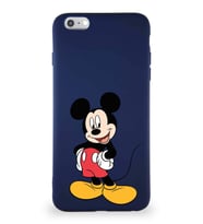 Apple iPhone 6 Plus Soft Premier Kapak Mickey Mouse-E Tasarımlı Silikon Kılıf - Lacivert (Şeffaf)