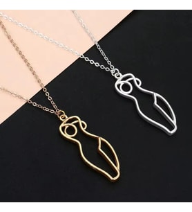 Minimal Kadın Vücudu Silüet Kolye 925K Gümüş (Gold)