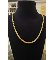 22 Ayar Altın Kaplama  4 mm Kalınlık 50,60,70,80 Cm Uzunluk Burgu Zincir  A+  Kalite (Altın Rengi)