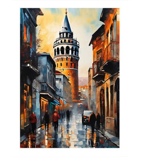 Yağlı Boya İstanbul Galata Kulesi Art Mdf Tablo