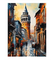 Yağlı Boya İstanbul Galata Kulesi Art Mdf Tablo