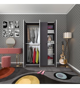 Kenzlife gardırop 4 kapılı kapaklı devetabanı gri 173*120*42 gardolap dolap ofis (Karışık)