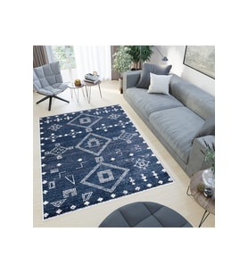 Rovigo Home Dijital Baskı Yıkanabilir Kaymaz Taban Salon Halısı RVG0468 (Lacivert)