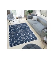 Rovigo Home Dijital Baskı Yıkanabilir Kaymaz Taban Salon Halısı RVG0468 (Lacivert)