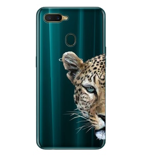 Oppo A5S/AX7/A12 Uyumlu Kaplan Desenli Şeffaf Telefon Kılıfı