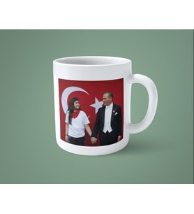 Atatürk resmi ile gençlere özel yapay zeka ile oluşturulan kişiye özel baskılı kupa