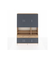 Arges Dolap 8 Raflı 2 Çekmeceli 6 Kapaklı 132x30x195 Çam-Antrasit/Çam