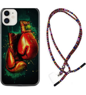 Apple iPhone 11 12 13 Mini Kılıf Boyun Asklı Rasta Silikon Boks Eldiveni 1763